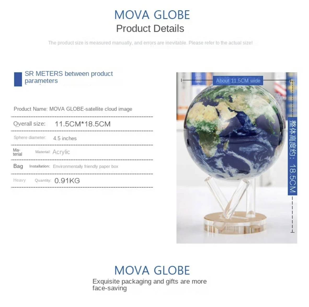 Mova Light Energy Rotation Levitation Globe