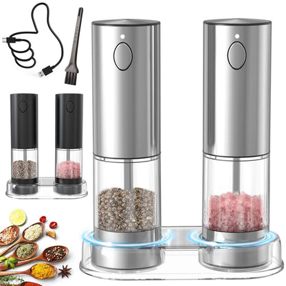 USB Rechargeable Electric Salt and Pepper Grinder Single & Set