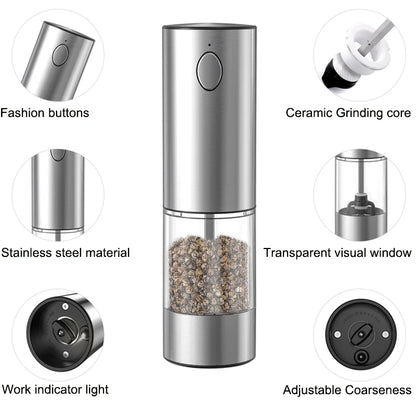 USB Rechargeable Electric Salt and Pepper Grinder Single & Set