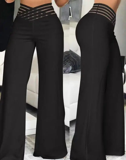 High-Waisted Chain Detail Wide-Leg Pants